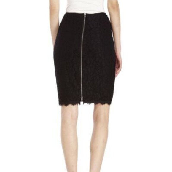 Diane Von Furstenberg Sz 4 Scotia Black Lace Pencil Skirt full Zip back DVF - Picture 2 of 10